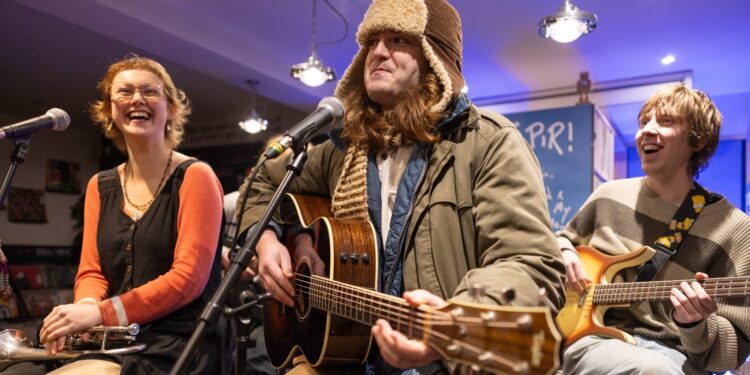 TAPIR! at Resident, Brighton 4.2.24 (pic Mike Burnell) Tapir! perform live in Brighton record store