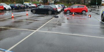 Pedestrian hospitalised after car park hit and run