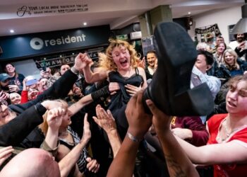 Who let the toilet rolls out? Lambrini Girls in action!