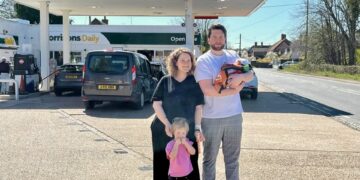 Fuel tanker driver helps with special delivery as baby arrives on petrol station forecourt