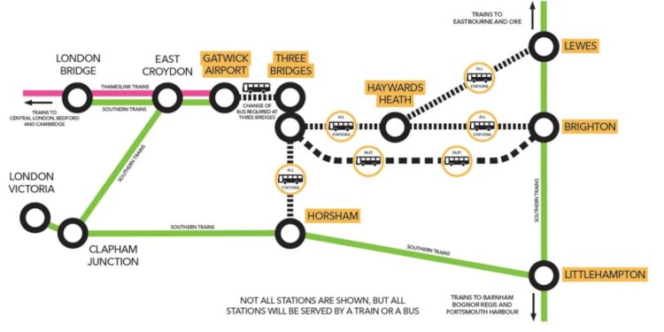 No trains between Gatwick and Brighton, Hove, Lewes and Horsham tomorrow